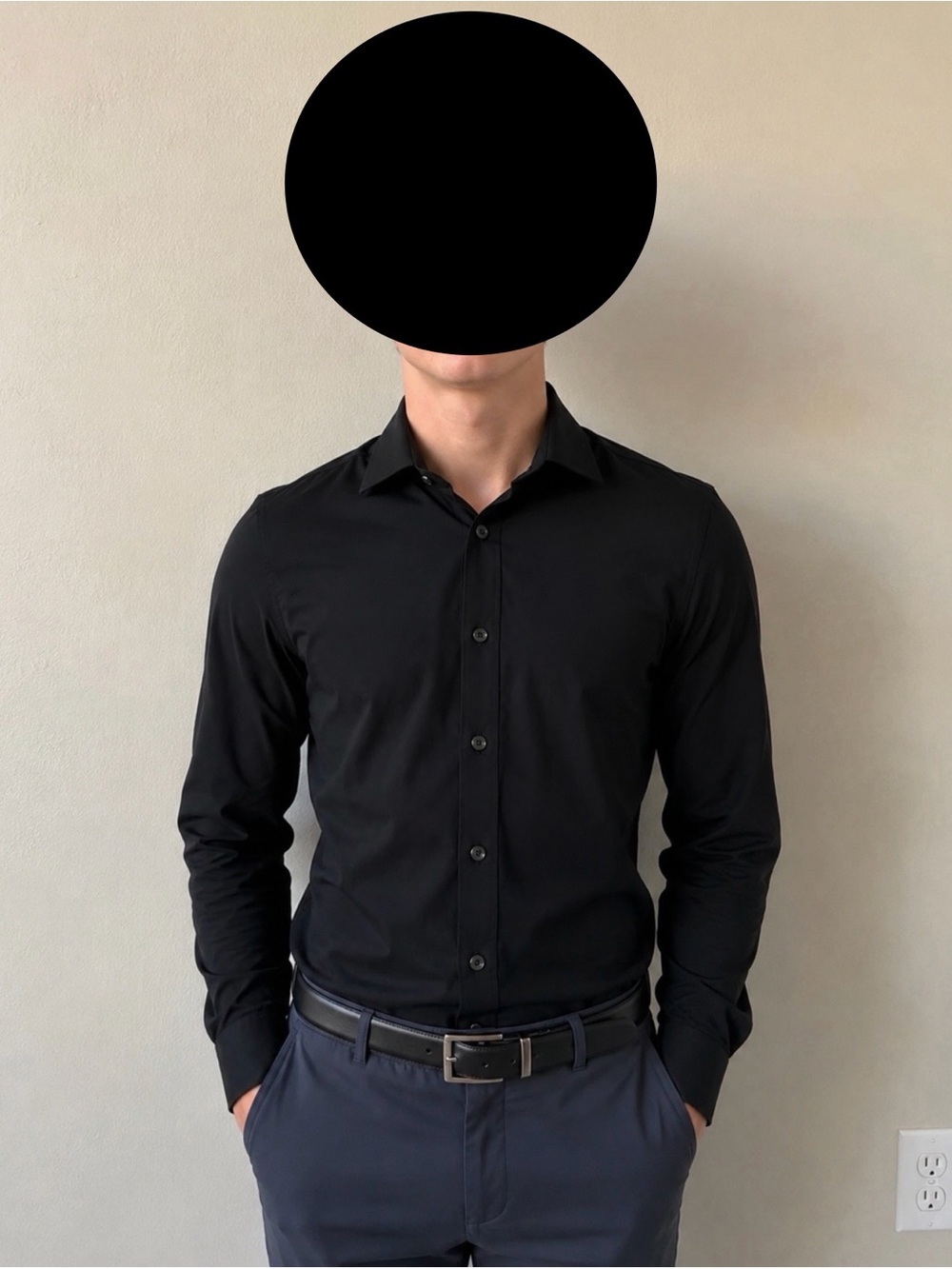 Murano Men's Black Slim Fit Dress Shirt